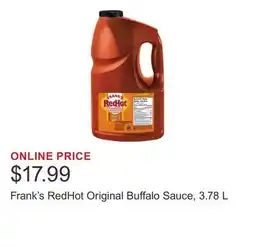Costco Frank's RedHot Original Buffalo Sauce, 3.78 L offer