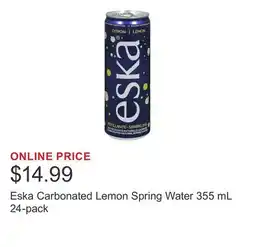 Costco Eska Carbonated Lemon Spring Water 355 mL 24-pack offer