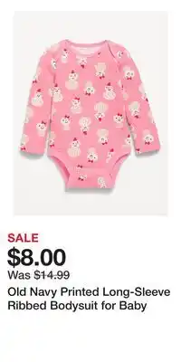 Old Navy Old Navy Printed Long-Sleeve Ribbed Bodysuit for Baby offer