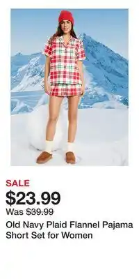 Old Navy Old Navy Plaid Flannel Pajama Short Set for Women offer