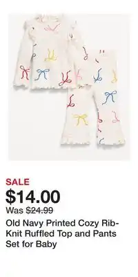 Old Navy Old Navy Printed Cozy Rib-Knit Ruffled Top and Pants Set for Baby offer