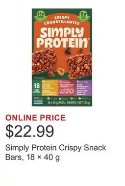 Costco Simply Protein Crispy Snack Bars, 18 × 40 g offer