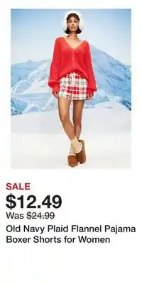 Old Navy Old Navy Plaid Flannel Pajama Boxer Shorts for Women offer