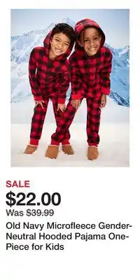 Old Navy Old Navy Microfleece Gender-Neutral Hooded Pajama One-Piece for Kids offer