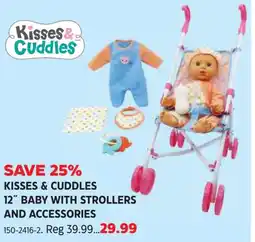 Canadian Tire Kisses & cuddles 12" baby with strollers and accessories offer