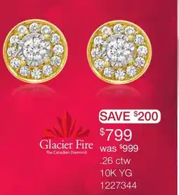 Charm Diamond Glacier Fire Canadian 0.26CTW Diamond Fashion Stud Earrings in 10K Yellow Gold offer