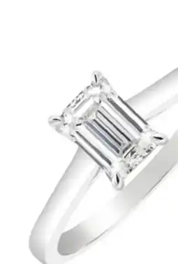 Charm Diamond 14K White Gold Lab Grown 1.00CT Emerald Cut Diamond Solitaire Ring offer