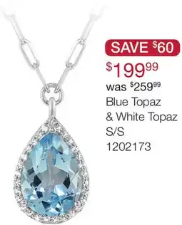 Charm Diamond Sterling Silver Sky Blue Topaz and White Topaz Paperclip Link Necklace offer