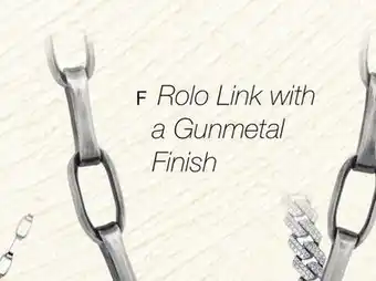 Charm Diamond Sterling Silver 22 Rolo Link Chain with Gunmetal Finish offer