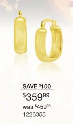 Charm Diamond 10K Yellow Gold Square Hoop Earring offer