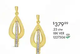 Charm Diamond Lab Grown 0.23CTW Diamond Dangle Earrings in 18K Yellow Gold Vermeil offer