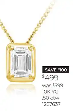 Charm Diamond New Brilliance Lab Grown 0.50CT Diamond Solitaire Pendant in 10K Yellow Gold offer