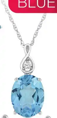 Charm Diamond 10K White Gold Swiss Blue Topaz and White Topaz Infinity 18 Pendant offer