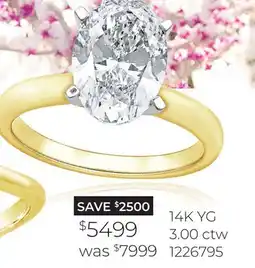 Charm Diamond New Brilliance Lab Grown 3.00CT Oval Diamond Solitaire Ring in 14K Yellow Gold offer