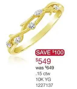 Charm Diamond 0.15CTW Diamond Stackable Vine Ring in 10K Yellow Gold offer