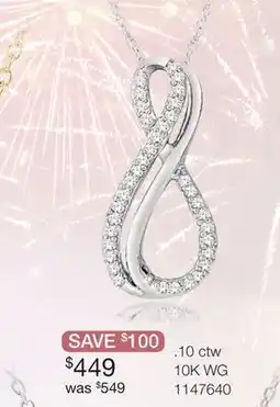 Charm Diamond White Gold 0.10CTW Infinity Pendant offer