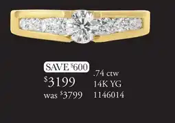 Charm Diamond Glacier Fire Canadian Diamond 14K Yellow Gold 0.74CTW Bridal Ring offer