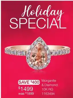 Charm Diamond 10K Rose Gold Morganite & 0.45CTW Diamond Bridal Ring offer