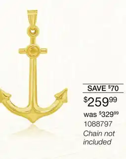 Charm Diamond 10K Yellow Gold Anchor Pendant offer