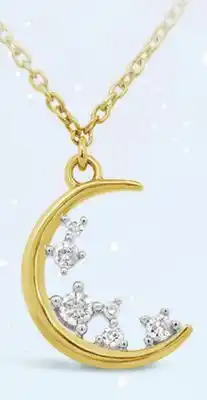 Charm Diamond Radiant Universe Diamond Moon Pendant in 10K Yellow Gold offer