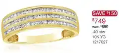Charm Diamond 0.40CTW Diamond Three Row Band in 10K Yellow Gold offer