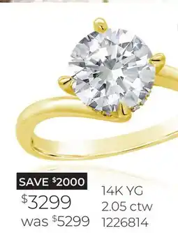 Charm Diamond New Brilliance Lab Grown 2.05CTW Diamond Solitaire Offset Ring 14K Yellow Gold offer