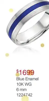 Charm Diamond Blue Enamel 10K WG 6 mm Men's Ring offer