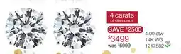 Charm Diamond New Brilliance Lab Grown 4.00CTW Diamond Stud Earrings in 14K White Gold offer