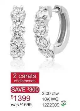 Charm Diamond 2.00 ctw 10K WG Diamond Hoops offer