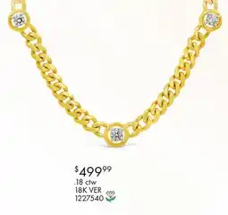 Charm Diamond Lab Grown 0.18CTW Diamond Curb Necklace in 18K Yellow Gold Vermeil offer