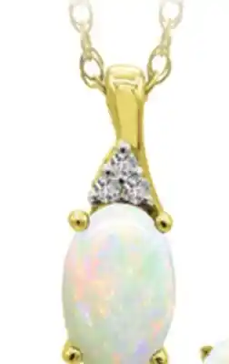 Charm Diamond 10K Yellow Gold Opal & Diamond 18 Pendant offer