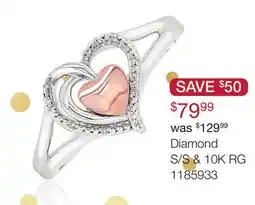 Charm Diamond Sterling Silver 10K Rose Gold Diamond Accent Heart Promise Ring offer