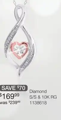 Charm Diamond Sterling Silver 10K Rose Gold Infinity Heart Dancing Diamond Pendant offer