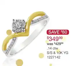 Charm Diamond 0.14CTW Diamond Fashion Ring in Sterling Silver & 10K Yellow Gold offer