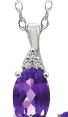 Charm Diamond 10K White Gold Amethyst & Diamond 18 Pendant offer