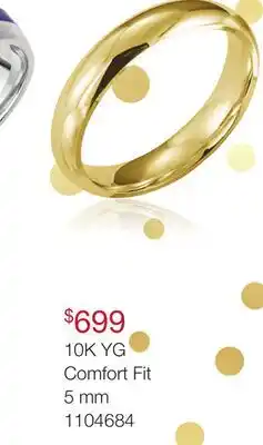 Charm Diamond 10K Yellow Gold 5mm Comfort Fit Wedding Band Size 9 offer