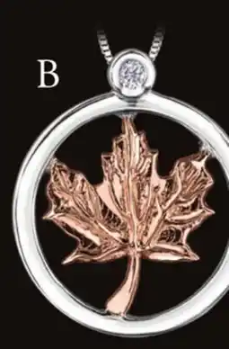 Charm Diamond Glacier Fire Sterling Silver 10K Rose Gold Maple Leaf Pendant offer