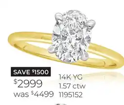 Charm Diamond New Brilliance Lab Grown 1.57CTW Oval Cut Diamond Ring in 14K Yellow Gold offer