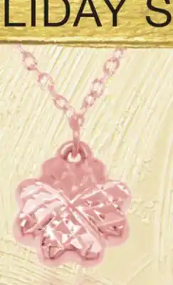 Charm Diamond 10K Rose Gold 18 Clover Diamond Cut Necklace offer