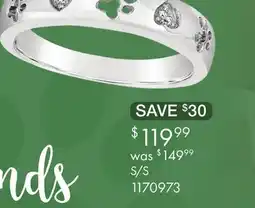 Charm Diamond Sterling Silver Diamond Paw & Heart Ring offer