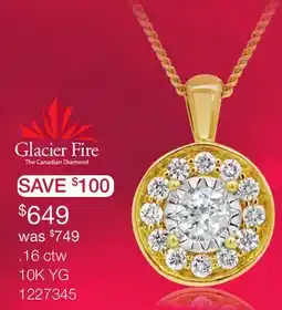 Charm Diamond Glacier Fire Canadian 0.16CTW Diamond Pendant in 10K Yellow Gold offer