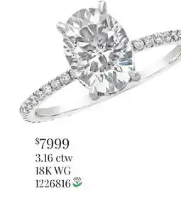 Charm Diamond Above Love Lab Grown 3.16CTW Oval Diamond Ring in 18K White Gold offer