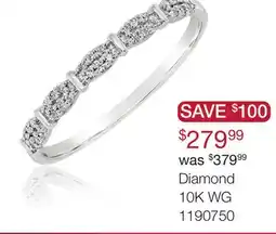 Charm Diamond 10K White Gold Diamond Stackable Ring offer