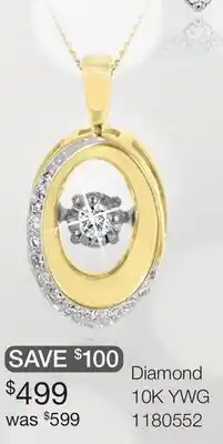 Charm Diamond 10K Yellow & White Gold 0.09CTW Dancing Diamond Pendant offer