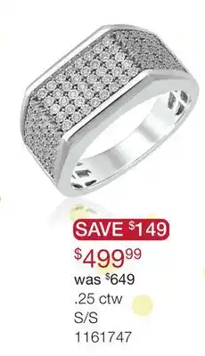 Charm Diamond Sterling Silver 0.25CTW Diamond Men's Ring offer