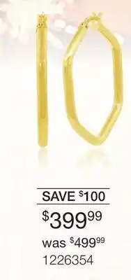 Charm Diamond 10K Yellow Gold Geometric Hoop Earring offer