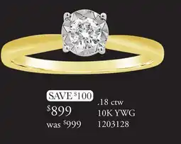 Charm Diamond Glacier Fire 10K Yellow Gold Canadian 0.18CT Diamond Solitaire Ring offer