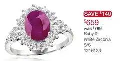 Charm Diamond Sterling Silver Ruby & White Zircon Halo Ring offer