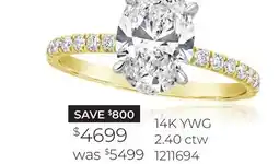 Charm Diamond New Brilliance 14K Yellow Gold Lab Grown 2.40CTW Oval Diamond Ring offer