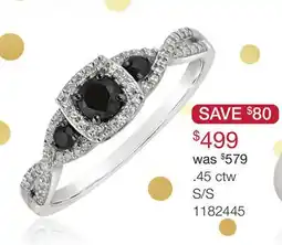 Charm Diamond Sterling Silver Black & White 0.45CTW Diamond Promise Ring offer